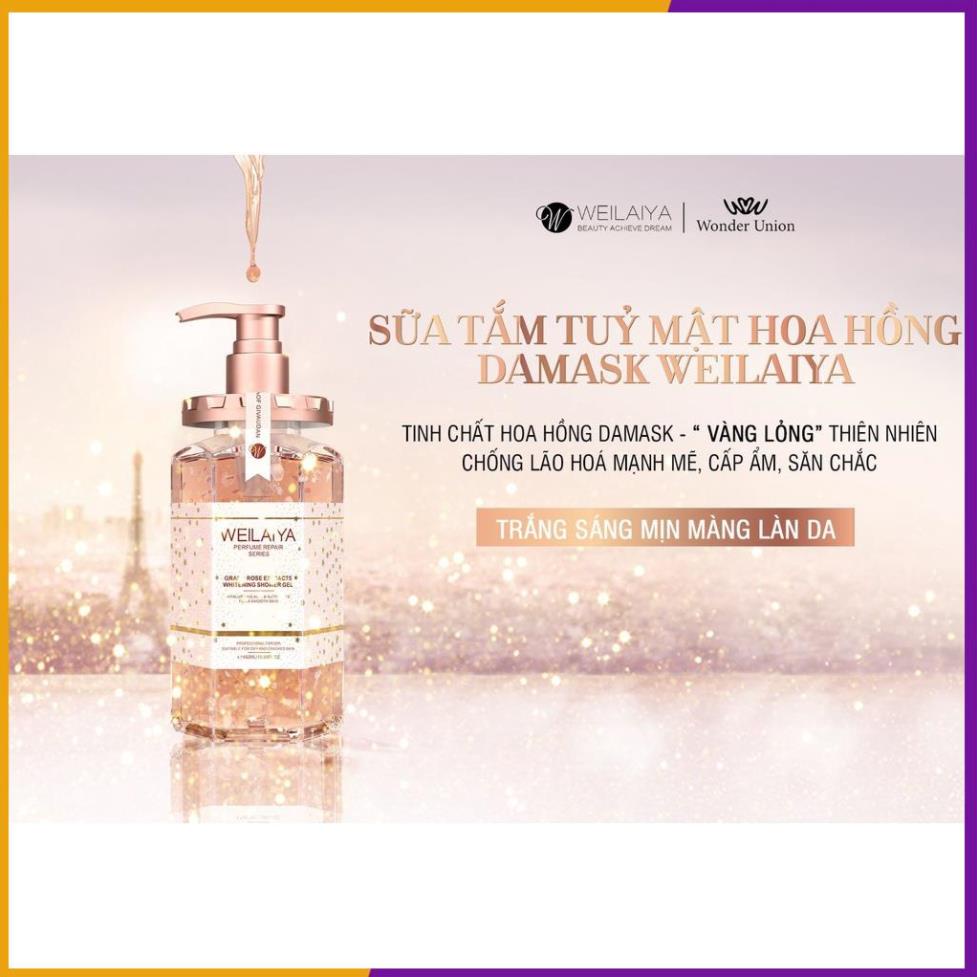 Combo 2 Chai Sữa Tắm Trắng Da Cánh Hoa Hồng Damask Weilaiya - Lưu Hương Thơm Lâu - Tặng Bông Tắm Sakura | BigBuy360 - bigbuy360.vn