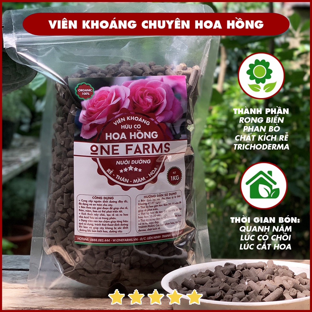 Mua 5 tặng1,Viên khoáng hữu cơ hoa hồng chuyên dành cho bón lót, bón thúc hoa hồng để cây thân mập ra hoa đẹp.