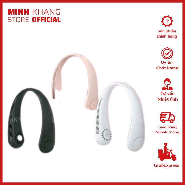 Quạt mini đeo cổ không cánh - Biên độ thổi rộng 360 độ - Bảo Hành 12 Tháng - Minh Khang Tinh Dầu