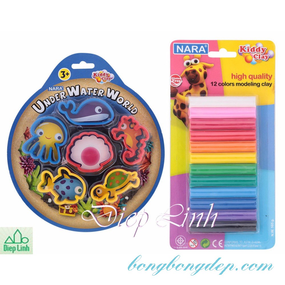 Bộ đất sét nặn 12 màu Kiddy Clay Thái Lan