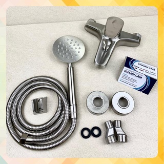 Bộ củ sen tắm nóng lạnh inox 304 và tay sen inox 304, dây sen và cài sen