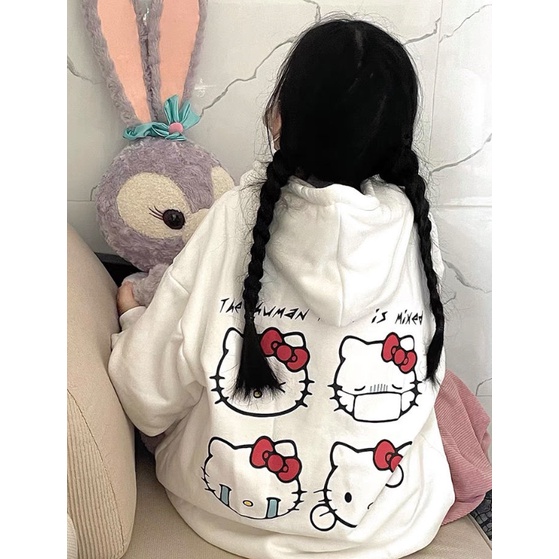 SANRIO Áo Hoodie Mỏng Tay Dài In Hình Hello Kitty Y2k Thời Trang Mùa Xuân Cho Nữ