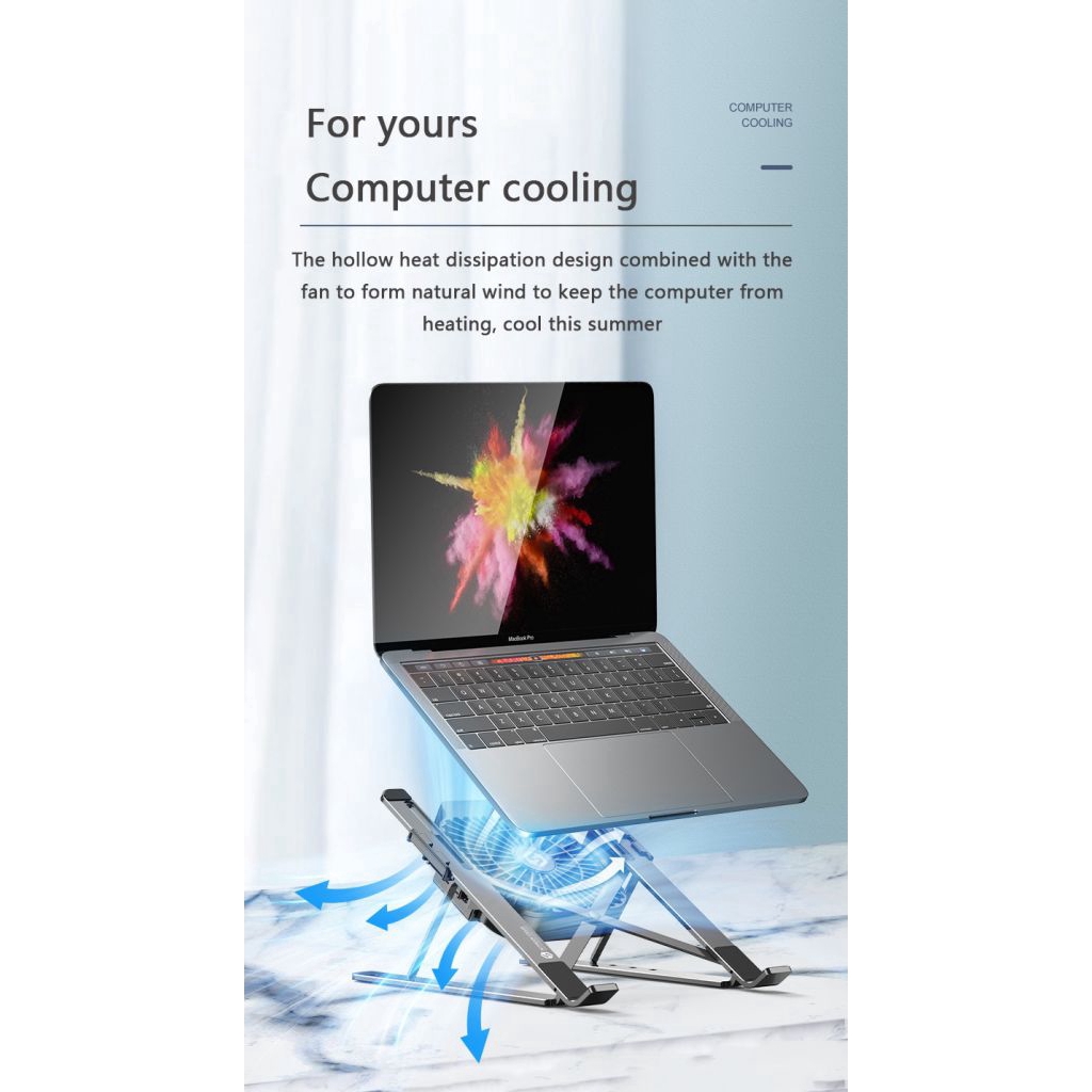 Chân đế máy tính xách tay bằng nhôm, MACBOOK, giá đỡ IPAD có thể điều chỉnh độ cao, Có quạt tản nhiệt laptop tiện lợi, chân đế máy tính xách tay bằng nhôm