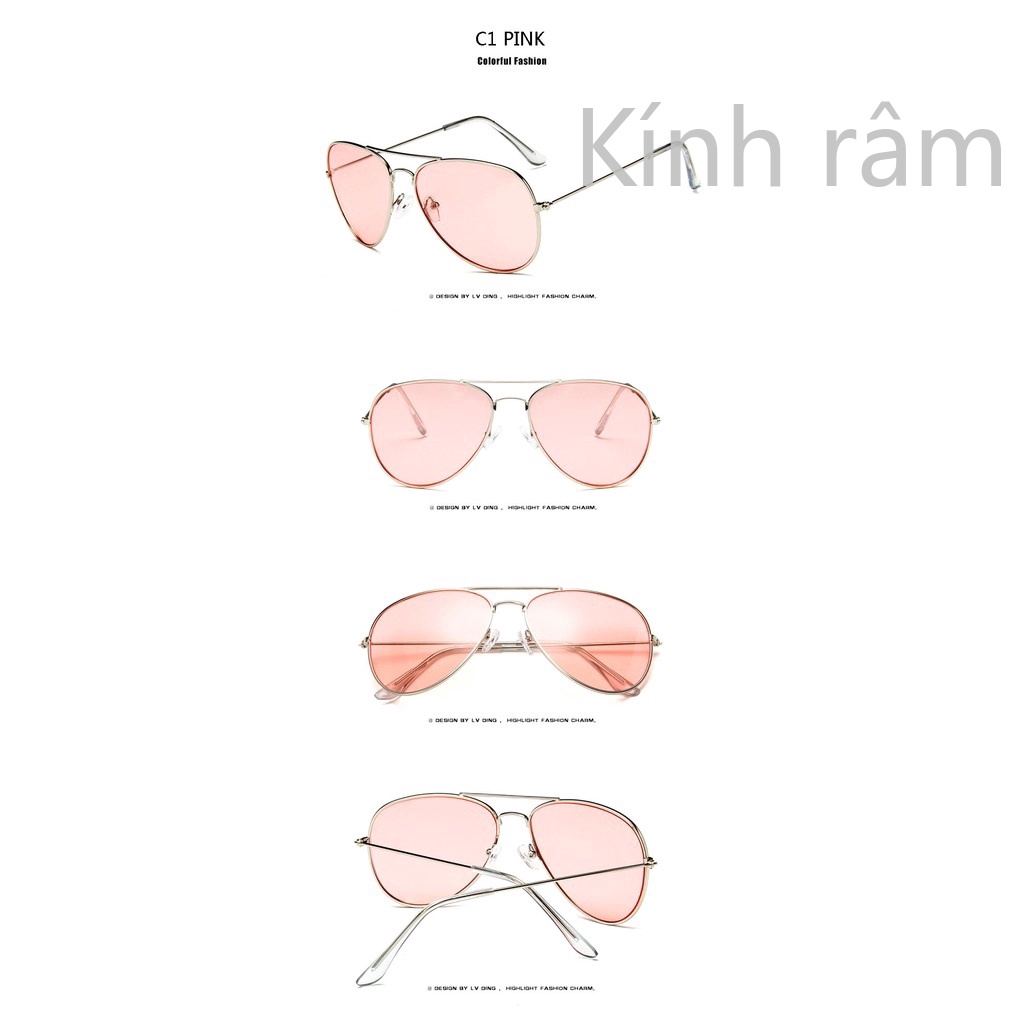 Kính mát 3027 gọng kim loại tròn thời trang cho nữ