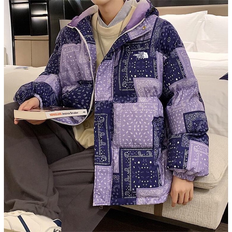Áo khoác phao nam hoạ tiết ô vuông bản to thương hiệu The North Face cao cấp