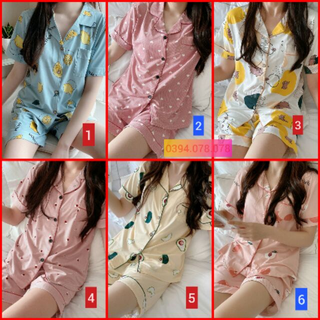 Bộ ngủ pyjama cộc tay quần đùi