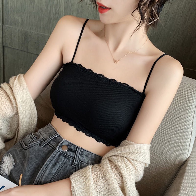 Áo Lót Ngực Bra Nữ Len Tăm 2 Dây Viền Hoa Có Móc Cài Sau Đệm Nâng Ngực 8832
