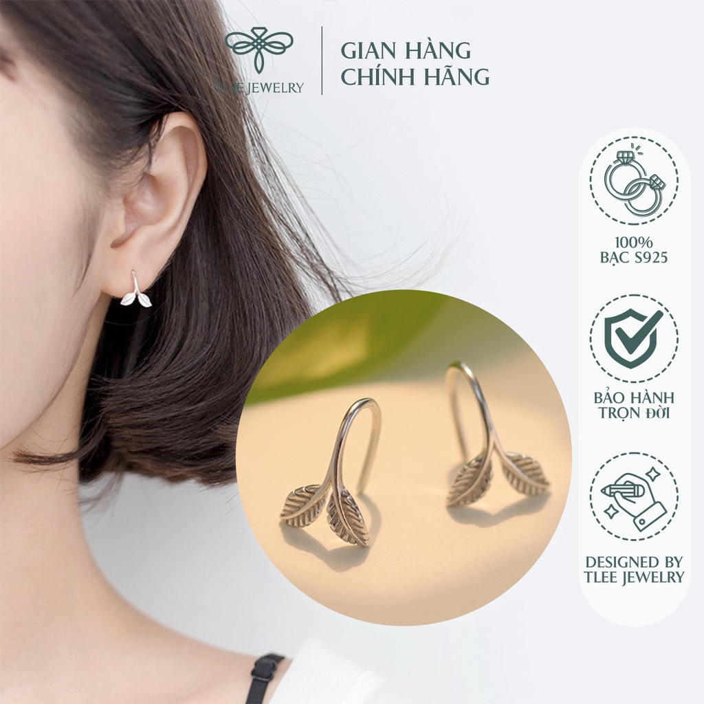 Khuyên tai bạc nữ TLEE lá ổi cá tính đơn giản NCJ B0163