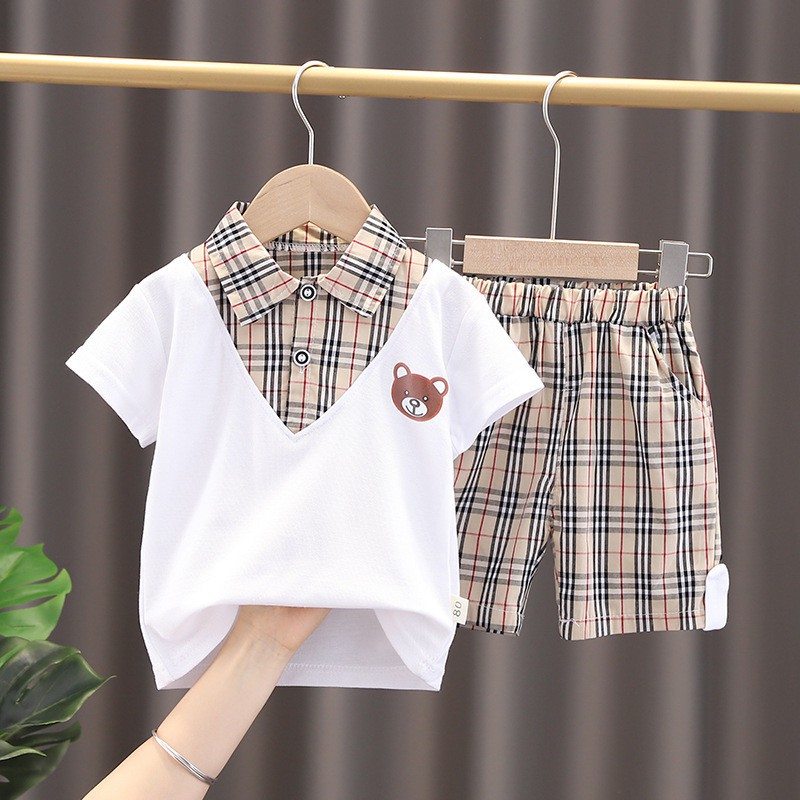 Bộ quần áo cho bé trai vải Cotton mềm mịn kiểu dáng Hàn Quốc 3 màu B07-2021