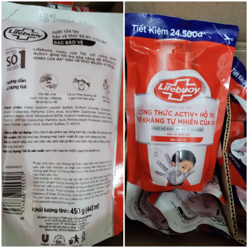 CHÍNH HÃNG SIÊU RẺ. THANH LÝ Nước Rửa Tay Lifebuoy 450g