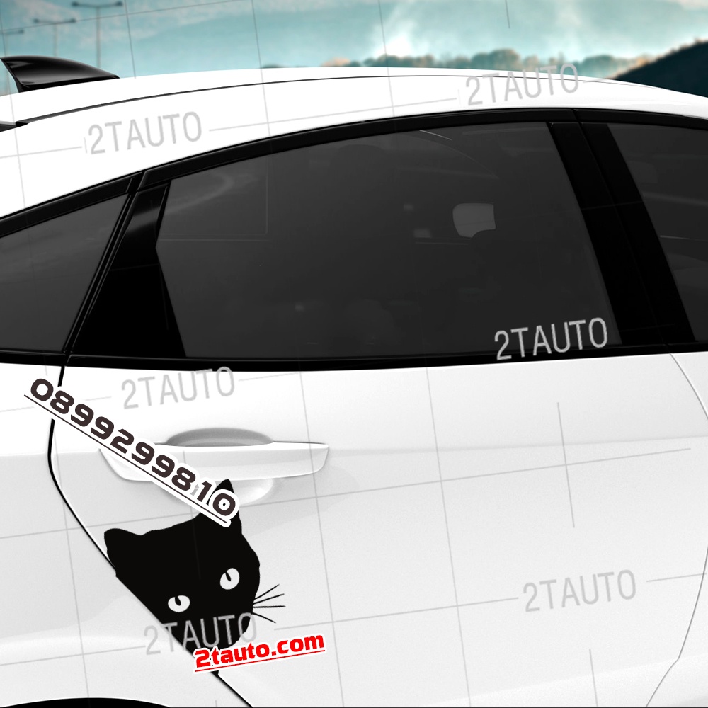 Tem decal HÌNH CON MÈO dán xe nhiều kích thước, chống thấm nước, logo CHÚ MÈO dán trang trí ô tô xe hơi - MẪU 2