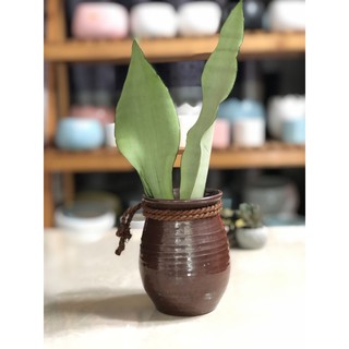 Bình gốm mộc nâu có dây