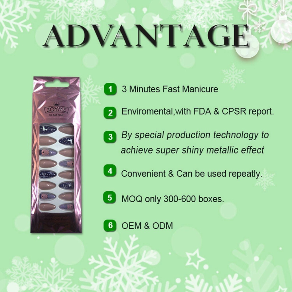 Bộ 24 Móng Tay Giả Múa Ba Lê Phong Cách Giáng Sinh