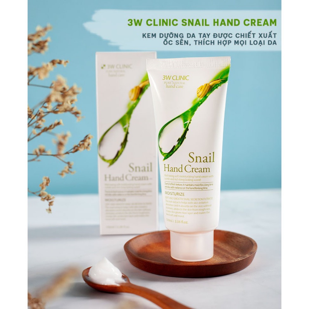 Kem Dưỡng Da Tay 3W Clinic Snail Hand Cream 100ml Hàn Quốc