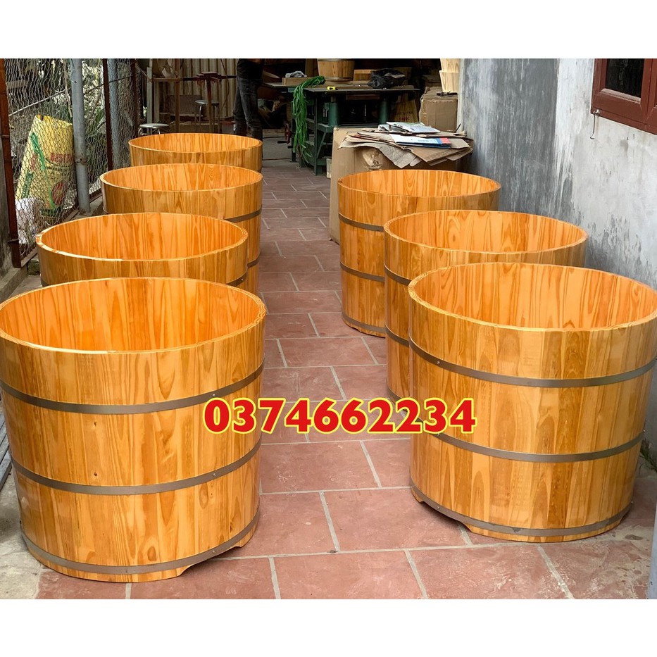  Bồn tắm gỗ⚡️XẢ KHO⚡️bồn tắm tròn gỗ thông nhập khẩu, bồn ngâm tắm thảo dược