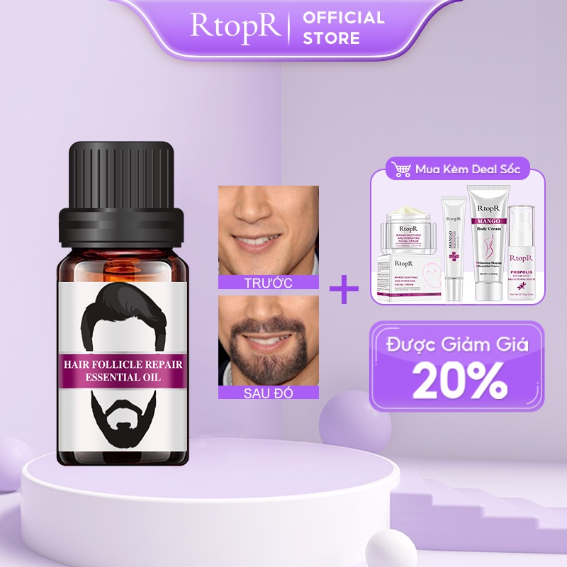 Tinh dầu dưỡng RTOPR kích thích mọc râu tóc lông mày dưỡng ẩm mềm mịn dành cho nam 10ml