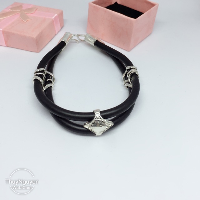 Vòng tay cao su bịt bạc ta mẫu cá tính nam nữ