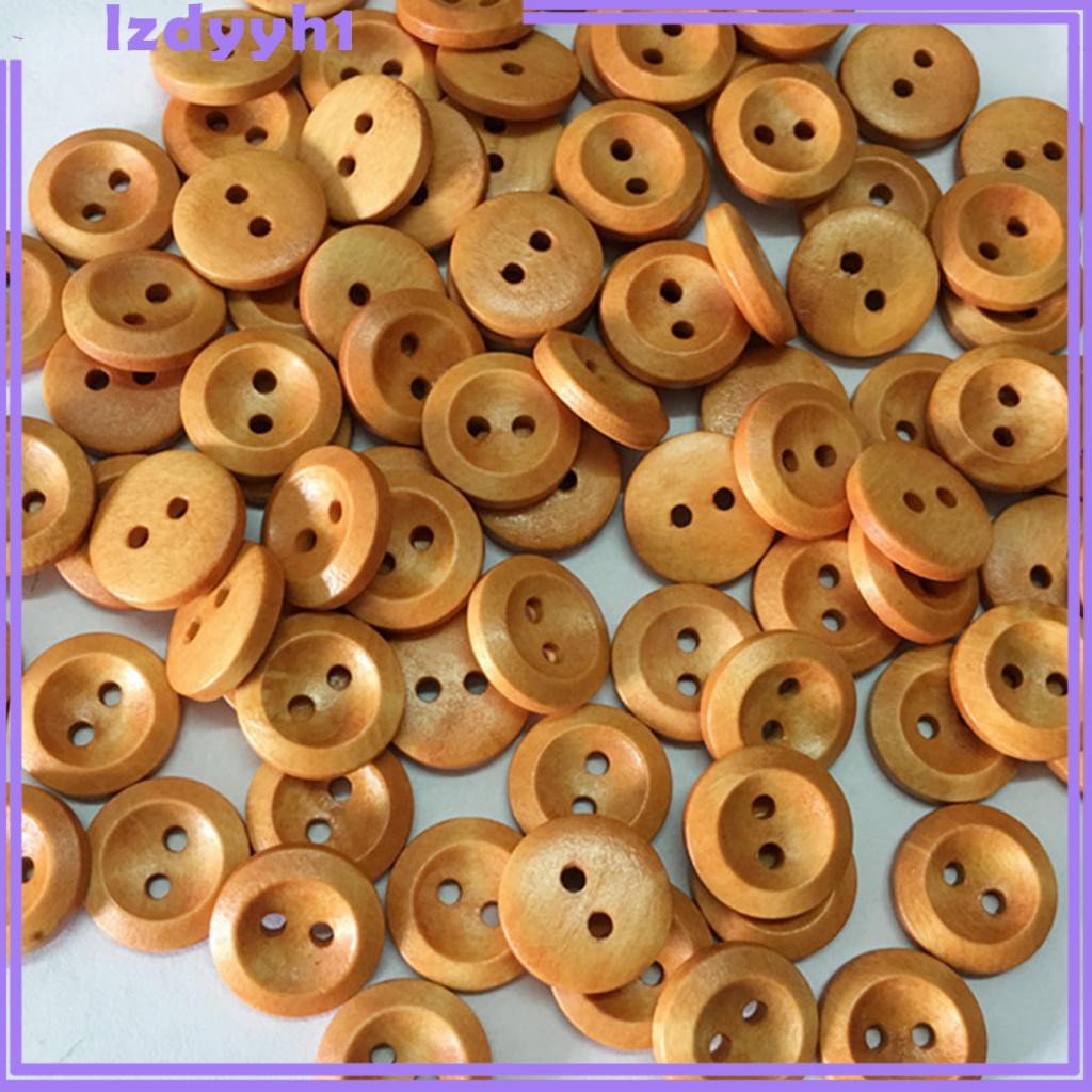 Set 100 Nút Gỗ Tròn 2 Lỗ Sơn Màu Sắc Tự Nhiên Trang Trí Quần Áo JoyDIY