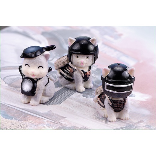 ❤❤Mèo Pubg Đeo Balo❤❤ Phụ Kiện Trang Trí Tiểu Cảnh Sen Đá, Terrarium, Decord Mô Hình, Nhà Búp Bê
