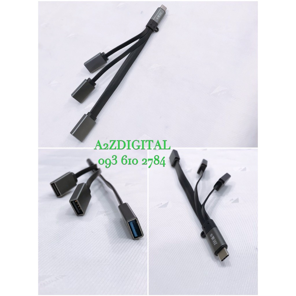 DÂY CHUYỂN OTG CỔNG TYPE-C RA 2 CỔNG USB 2.0 + 1 CỔNG USB 3.0