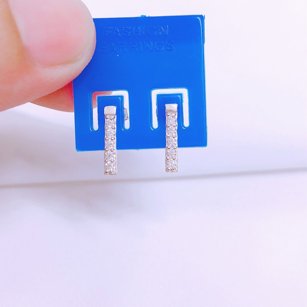 Bông tai nữ bạc đẹp dạng thanh chất liệu bạc chuẩn sáng đẹp bền màu/ Trang sức bạc JQN uy tín, chất lượng