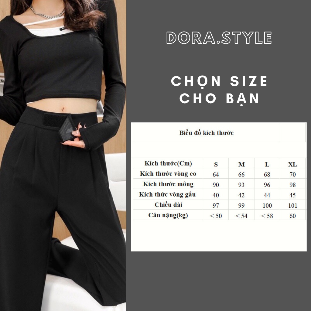 Quần nữ ống rộng Quần tây ống rộng nữ cạp dán phong cách Hàn quốc Dora Style | BigBuy360 - bigbuy360.vn