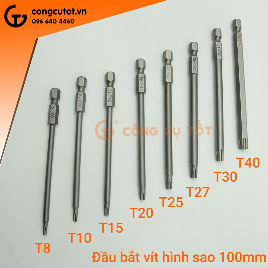 Đầu bắt vít hình sao 100mm chuôi lục