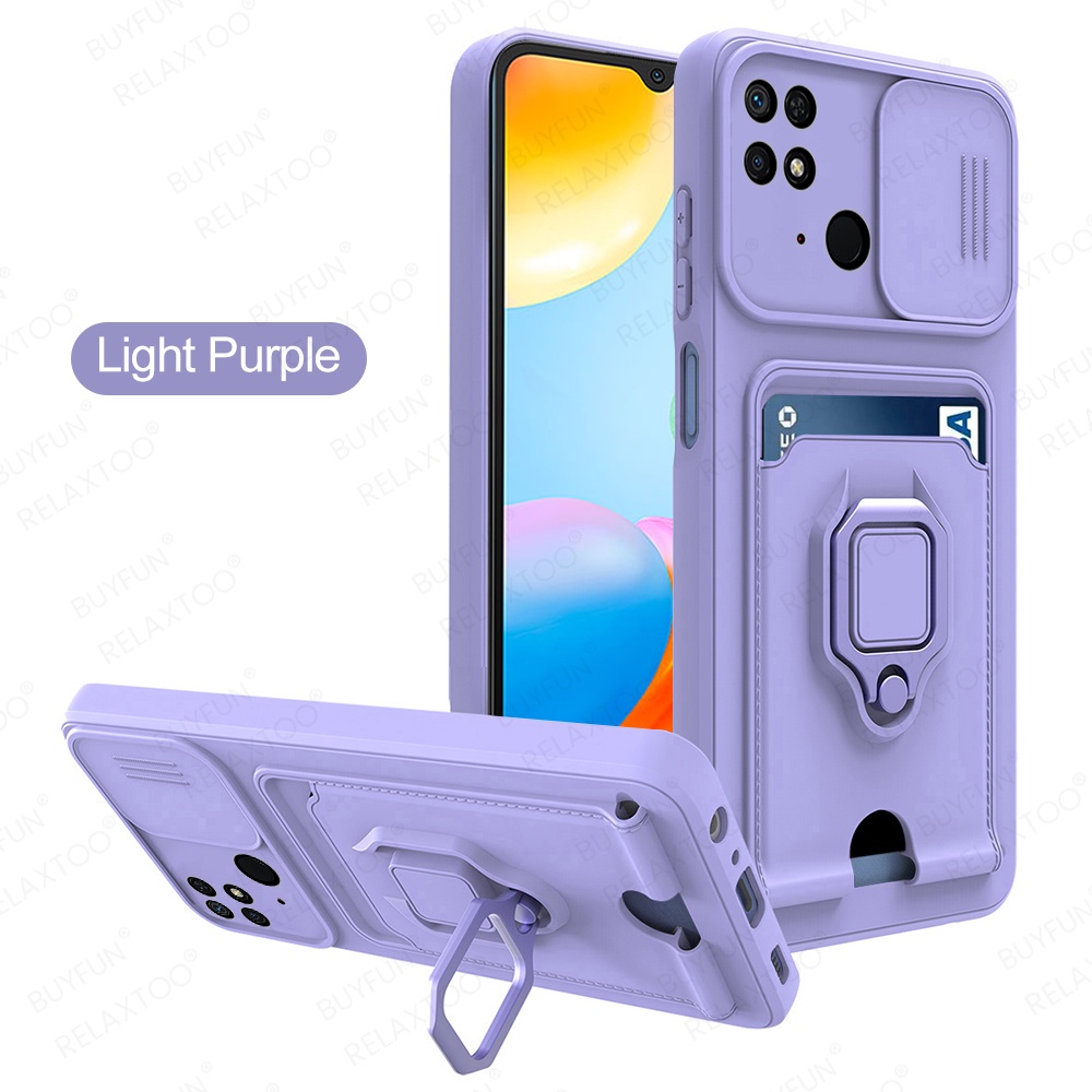 For Xiaomi Redmi 10C 6.71'' Slide Camera Lens Silicone Case For Xiaomi Redmi Redmi 10 C 10C 10C Card Slot Magnet Stand Covers