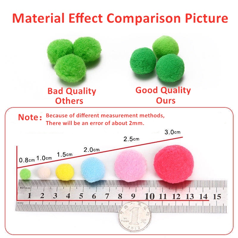 Set 135 Quả Bông Mềm Nhiều Màu Kích Thước 10/15/20/25/30mm Dùng Để May Vá Thủ Công