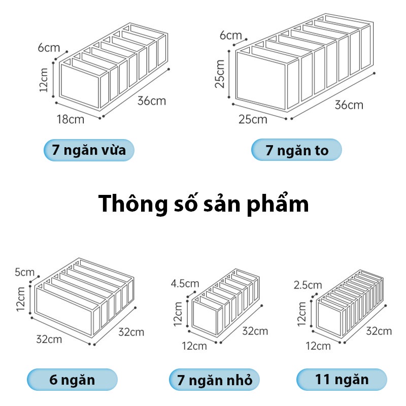 Túi đựng quần áo chia ngăn Hộp đựng đồ lót tất vớ Khay chia đồ quần áo tiện ích BeeJoo