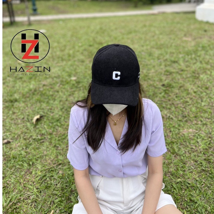 Mũ lưỡi trai HAZIN HZMLTC thêu chữ C ulzzang unisex phù hợp cho cả nam và nữ nhiều màu