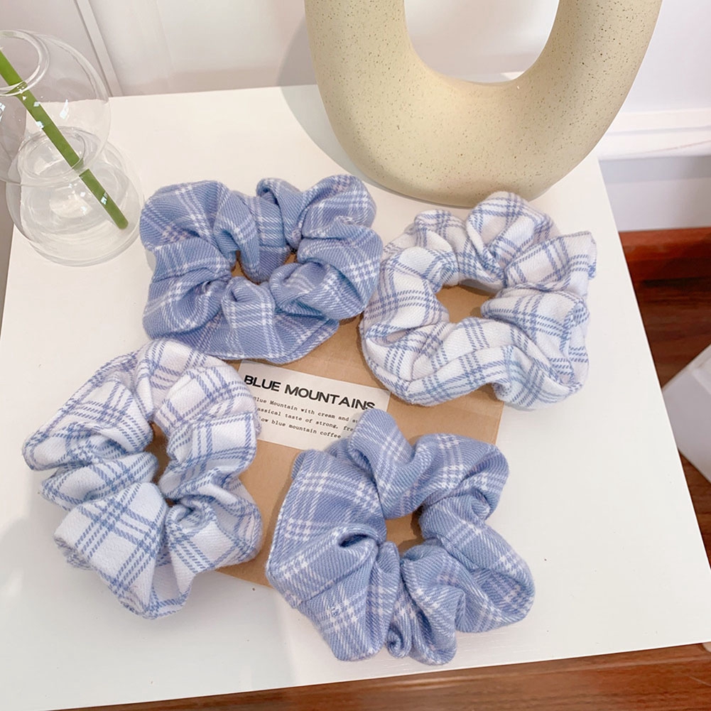 Dây thun cột tóc đuôi ngựa kẻ sọc màu tím cho nữ hair Scrunchies