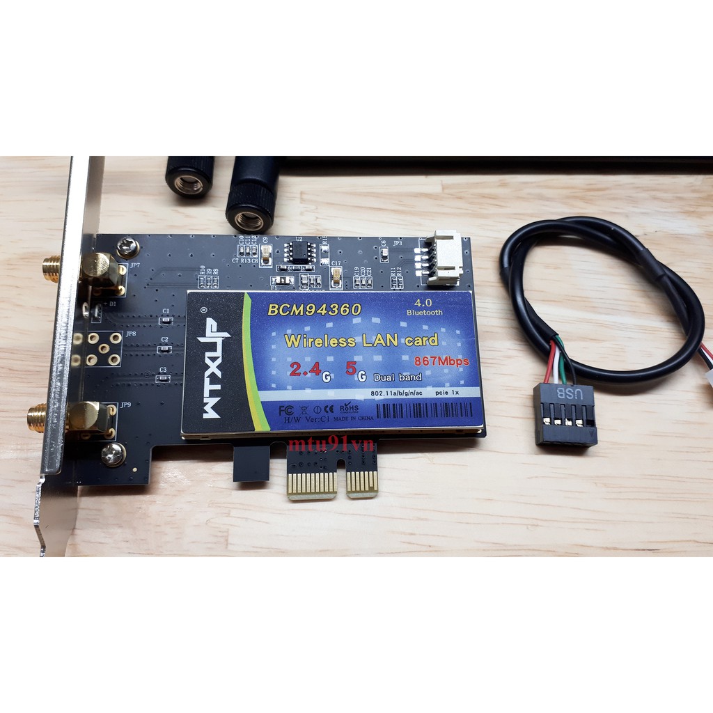 Card WiFi cho Máy bàn BCM94350 | BCM94352 | BCM94360 có Bluetooth / hỗ trợ MacOS - Hackintosh