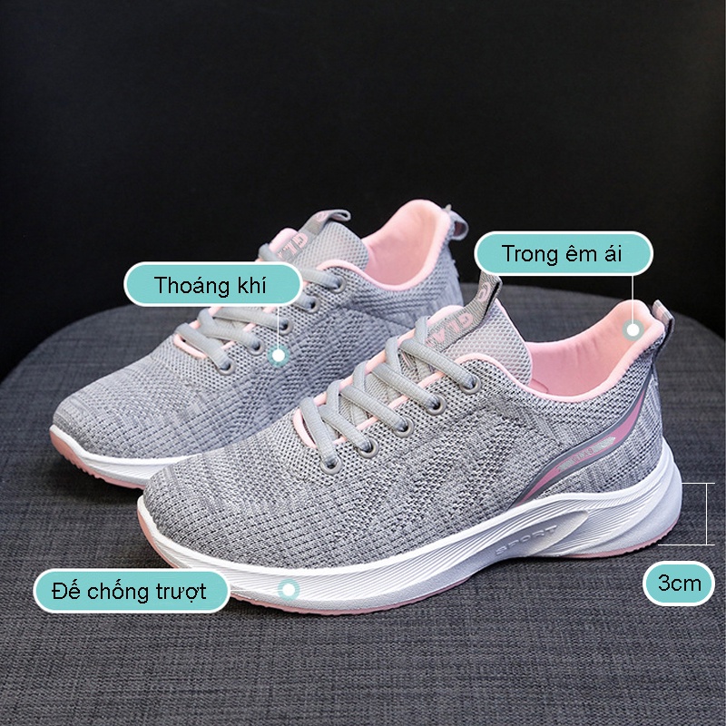 Giày Thể Thao Nữ Vải Dệt Thoáng Khí Đế Mềm Siêu Nhẹ Q25