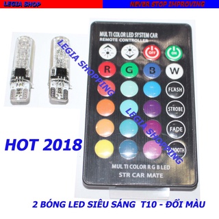 CẶP ĐÈN LED DEMI T10 ĐỔI MÀU THEO REMOTE