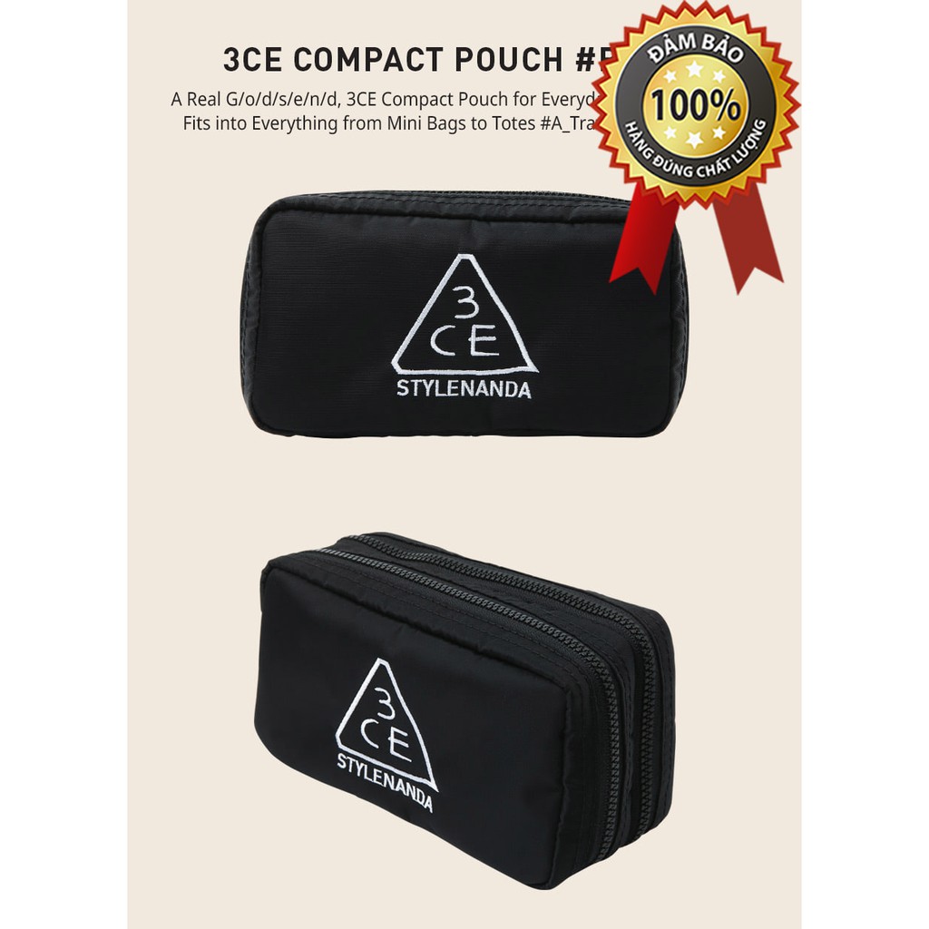 TÚI MINI ĐỰNG MỸ PHẨM [3CE] COMPACT POUCH #BLACK