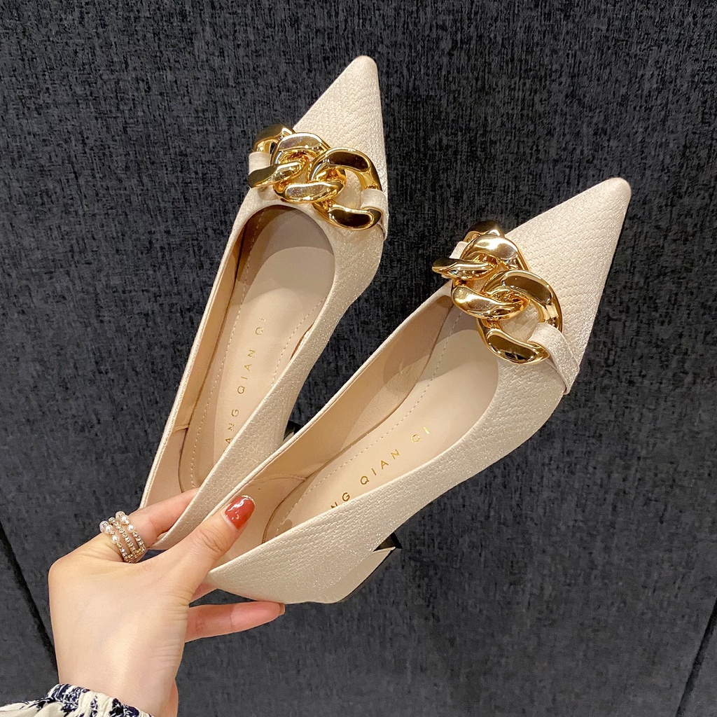 Giày Cao Gót Đế Dày 3Cm Cỡ Lớn 2022 Mềm Mại Thời Trang Mùa Xuân Cho Nữ