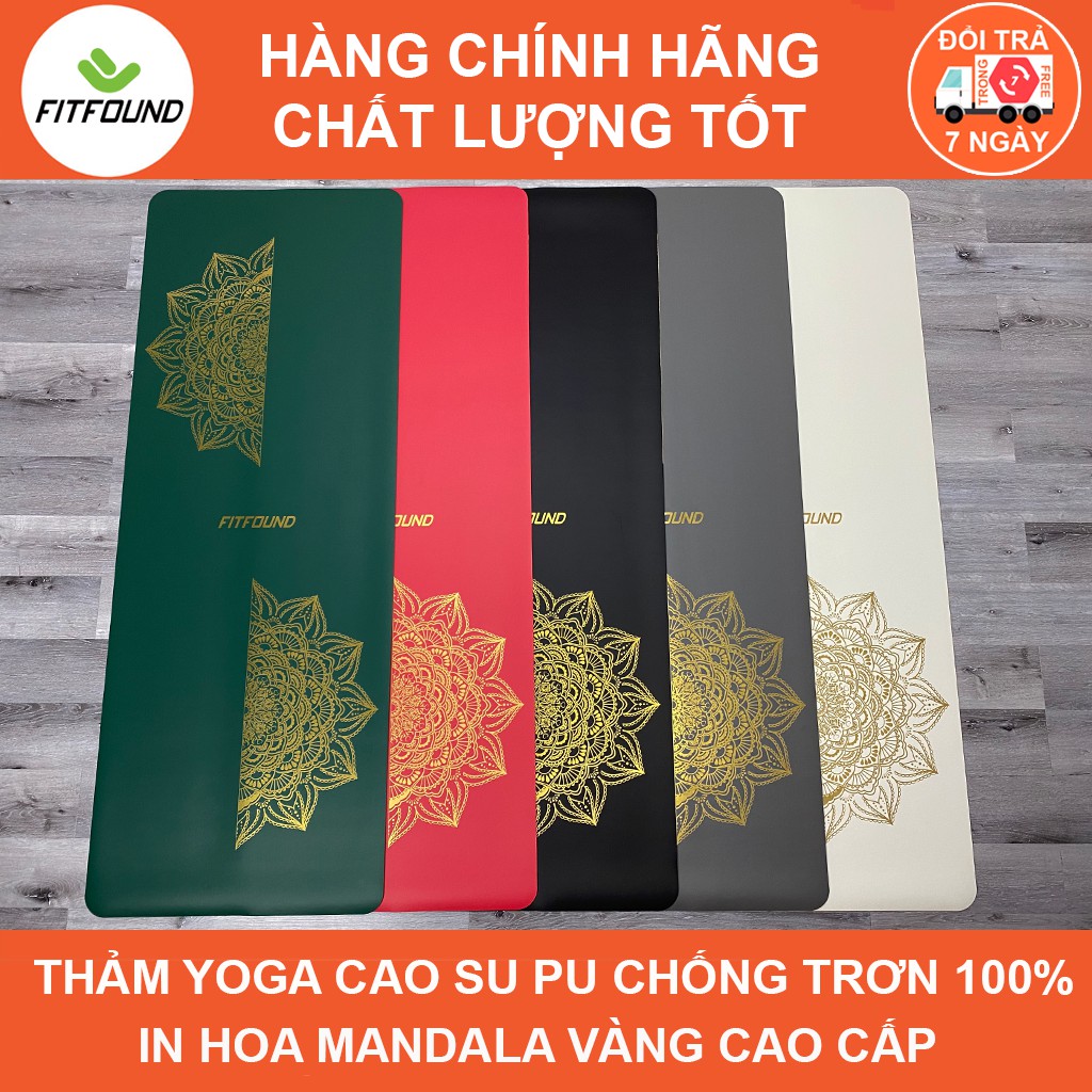 Thảm Cao Su PU 4.5mm In Hoa Mandala Chống Trơn Trượt Tuyệt Đối Tập Yoga Gym Pilates Thể Dục