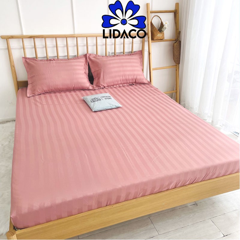 Bộ ga gối cotton kẻ sọc 3f LIDACO ga chuyên dùng khách sạn decor phòng ngủ vintage đủ size nệm | BigBuy360 - bigbuy360.vn