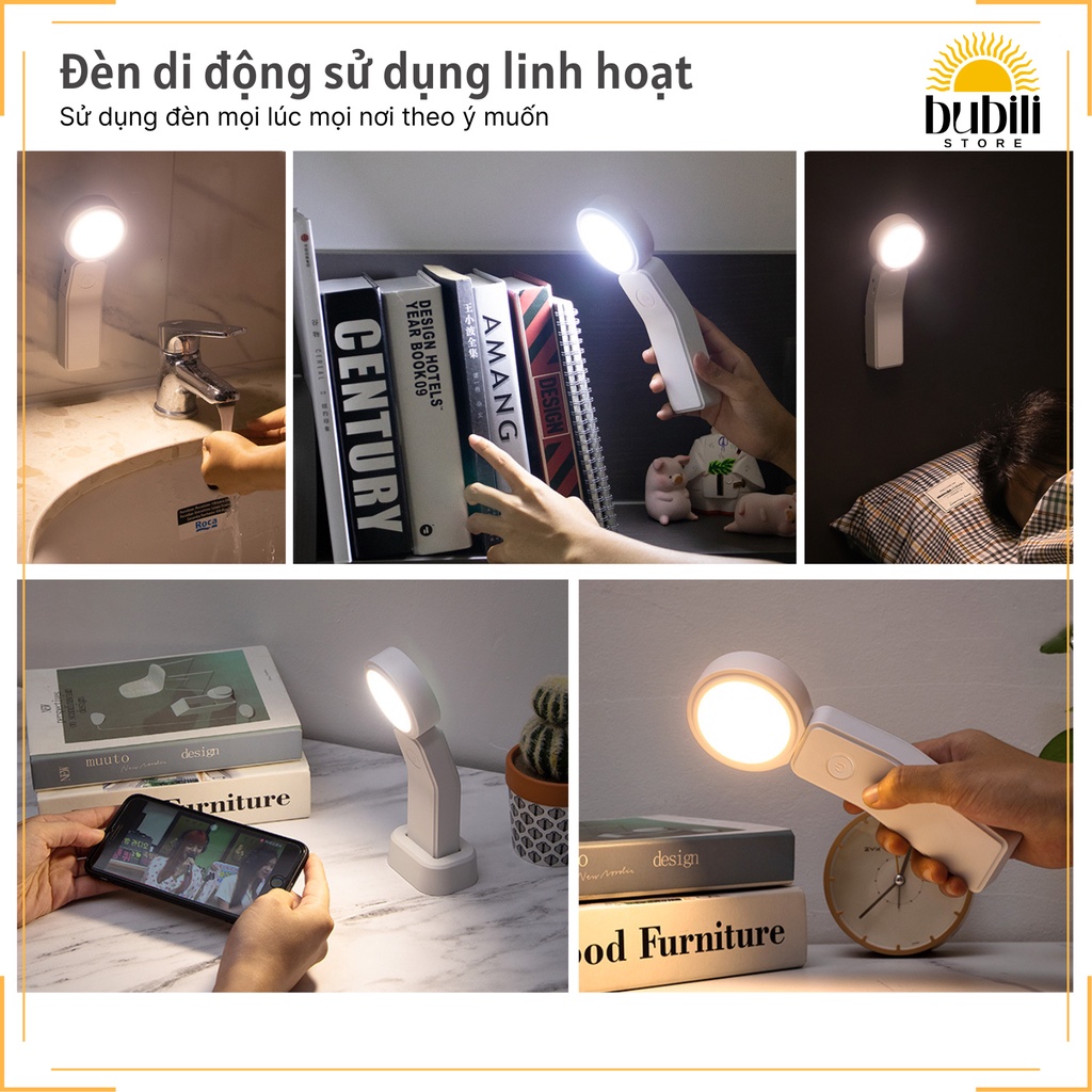 Đèn ngủ Để bàn Di động 3 nhiệt độ màu Làm mờ vô cấp Mặt tròn SL918