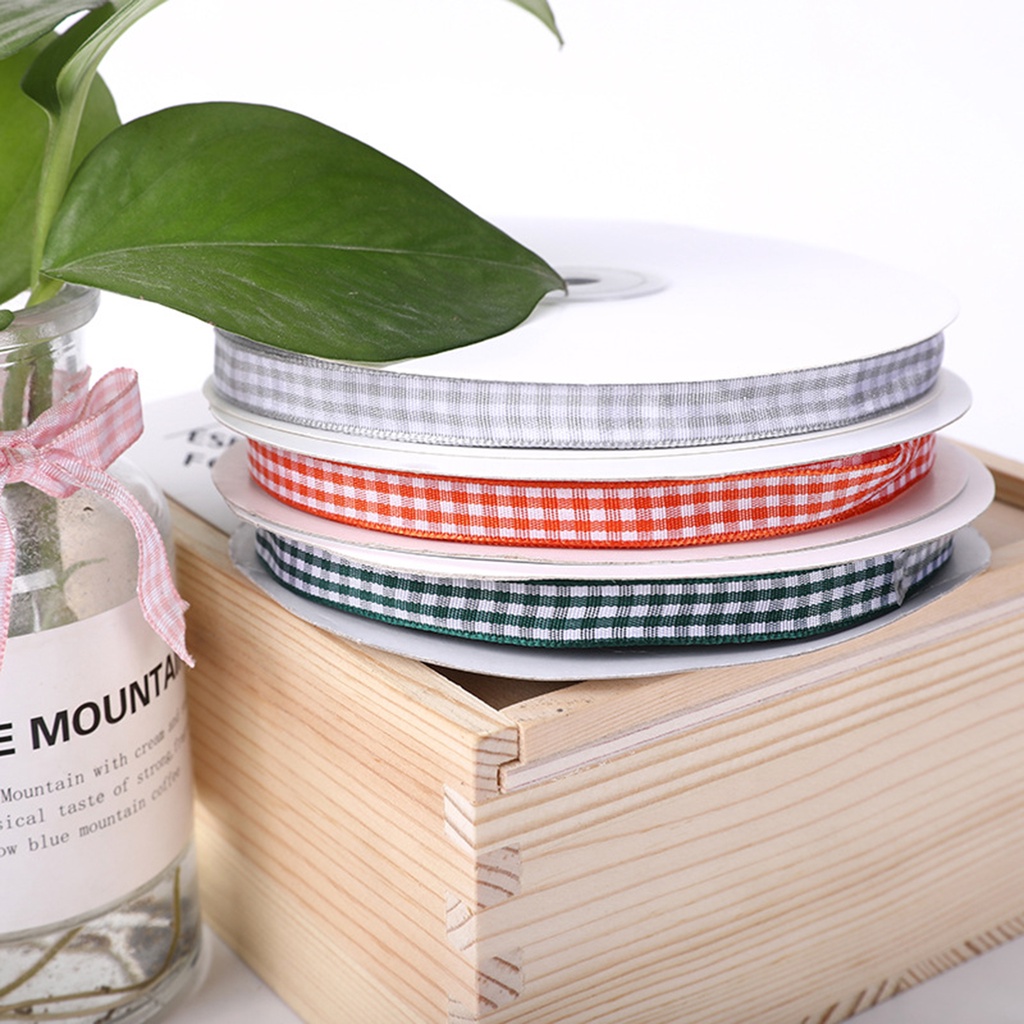 Cuộn dây ruy băng kẻ sọc caro trang trí hộp quà DIY