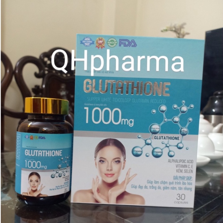 Viên uống Glutathione 1000mg lọ 30 viên giúp làm chậm quá trình lão hóa da