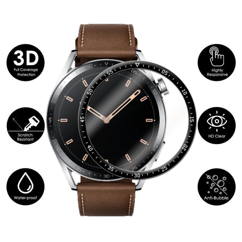 Đối Với Đồng Hồ Huawei GT3 GT 3 Pro Porsche 43mm 42mm 46mm SmartWatch Ultra Clear Full Cover 3D Curved Soft PMMA Film Screen Protector -Không Phải Kính Cường Lực