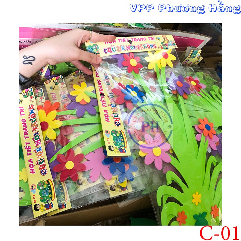 Cây cỏ hoa xốp trang trí mầm non và phòng cho bé