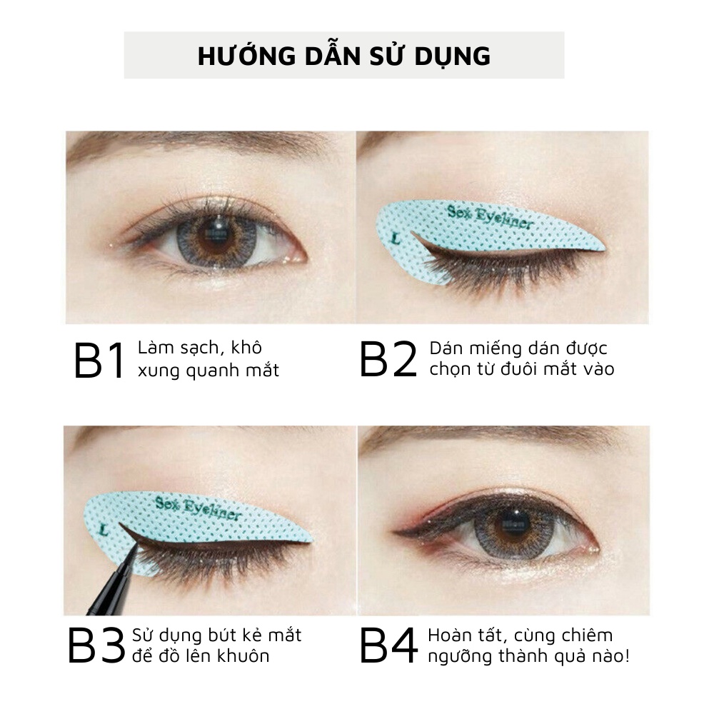 Khuôn kẻ mắt  Eyeliner  Mold Hion Authentic  ,64 miếng dán tạo khuôn giúp kẻ mắt dễ dàng, tiện lợi, nhanh chóng