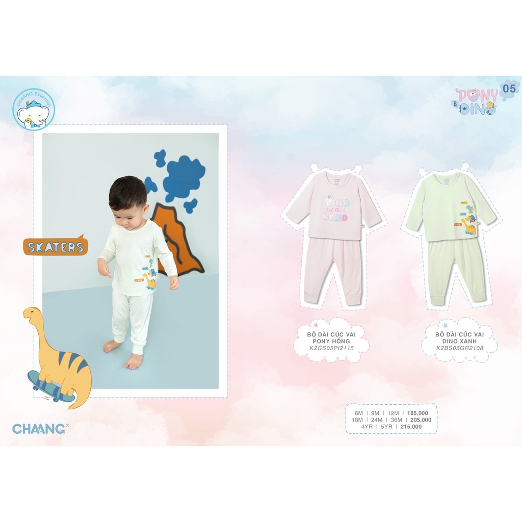 [Chính Hãng] Bộ quần áo dài tay chất cotton họa tiết trẻ em Chaang