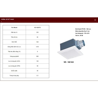 QUẠT HÚT ÂM TRẦN MITSUBISHI VD-10Z4T6