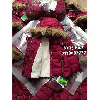 Áo Parka Lửng Bé Gái Đỏ Chery Kèm Belt Verbaudet
