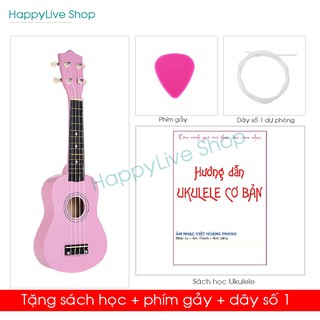 Đàn Ukulele Soprano GỖ (cần gỗ) + Tài liệu học, phím gảy, dây dự phòng