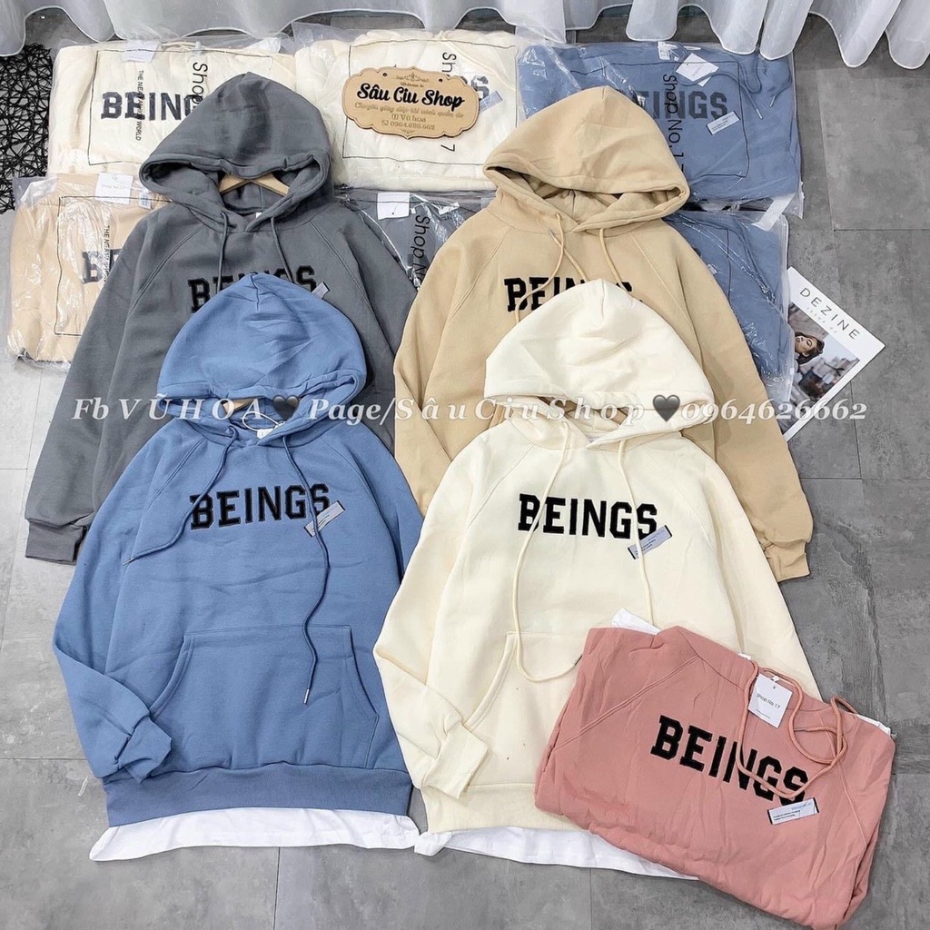 ÁO HOODIE NAM NỮ FORM RỘNG VẢI NỈ, ÁO KHOÁC HOODIE UNISEX FORM RỘNG BEINGS